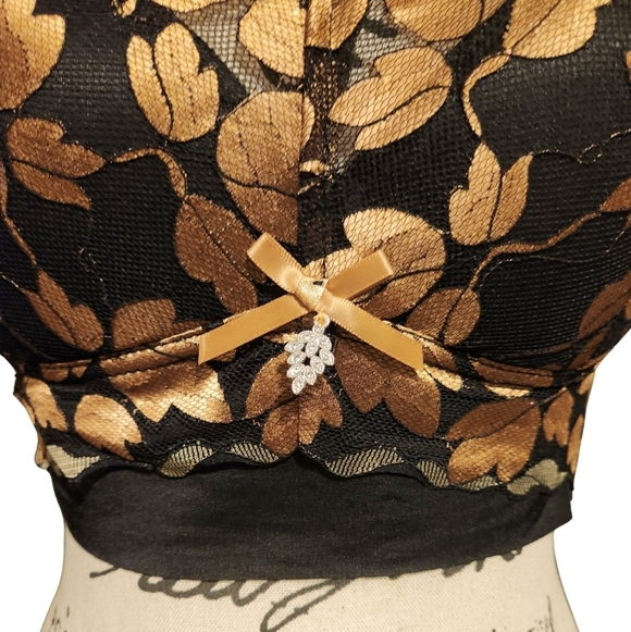 Senobra Black and Gold Leaf Bra - Picture 4 of 7